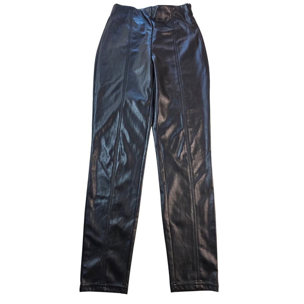Babaton aritzia 2 vegan black leather pull on ankle high waist rise moto pants